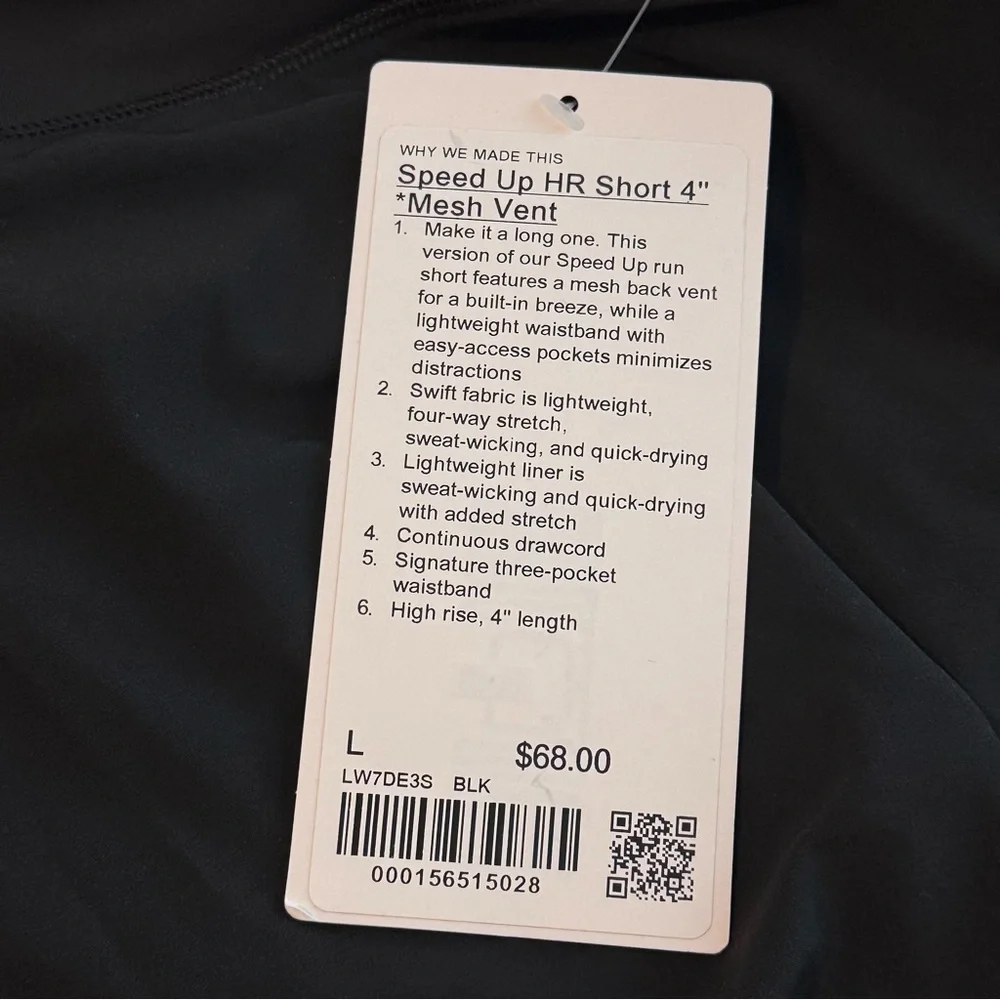 New Lululemon Black Speed Up High-Rise Short 4" Updated - Picture 6 of 6